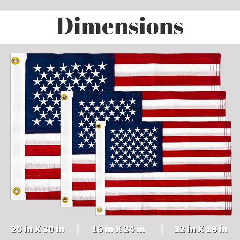 WATSY American USA Boat Flag Cabin Waterproof Embroidered Marine & Golf Cart Flags (20" X 30") - Image 3